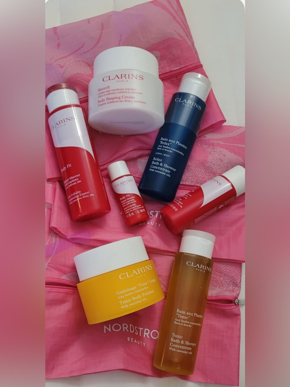 Clarins Skincare Set Lot with 3 Nordstrom Bags.